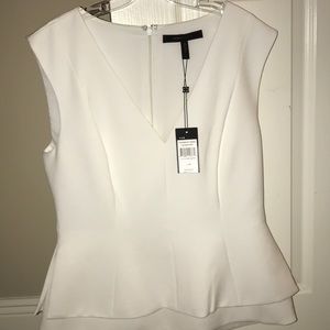 BCBGMaxazria  White Jacquelynna Layered Peplum Top